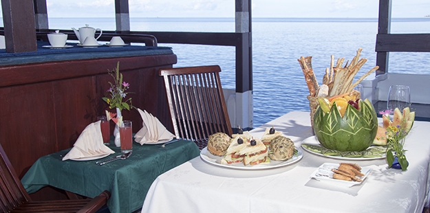 Private boats include meals and snacks freshly prepared by Wakatobi's chefs. There's plenty of room on the boats to enjoy the spread. Of course, special requests or requirements are welcome. Photo by Walt Stearns