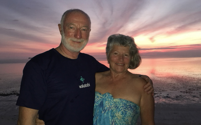 Wade and Robyn Hughes have visited Wakatobi nine times. Wade has logged more than 400 photographic dives on Wakatobi’s reefs while Robyn has snorkeled extensively and, when not at sea, has focused her lens on local life and the environment.