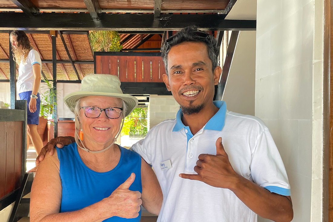 Sharon Lynn with her dive guide, Hery. Photo courtesy of Sharon Lynn Patterson