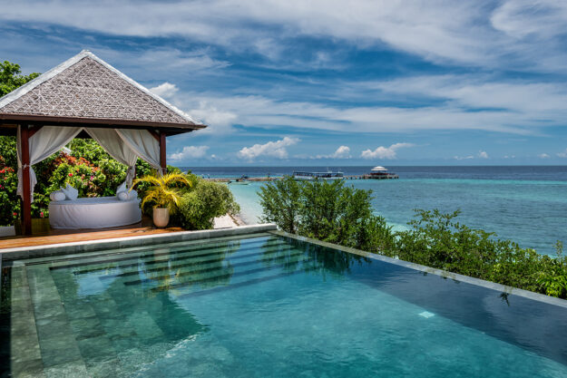 Wakatobi Villas include both one-bedroom and two-bedroom pool models, with package options that include a private guide and other value-added amenities.