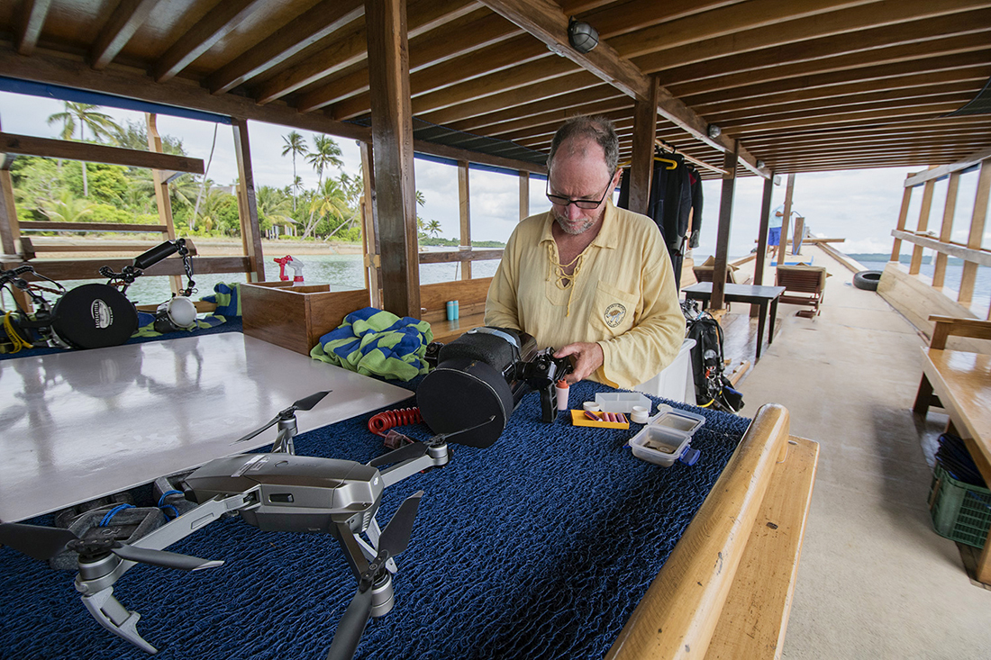 All Wakatobi dive boats have a large spacious camera table.